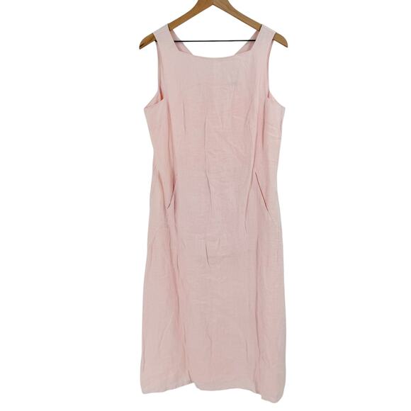 Vintage Bloomingdale’s Linen Sleeveless Dress Light Pink Sheath Cottagecore 12P - Picture 10 of 10